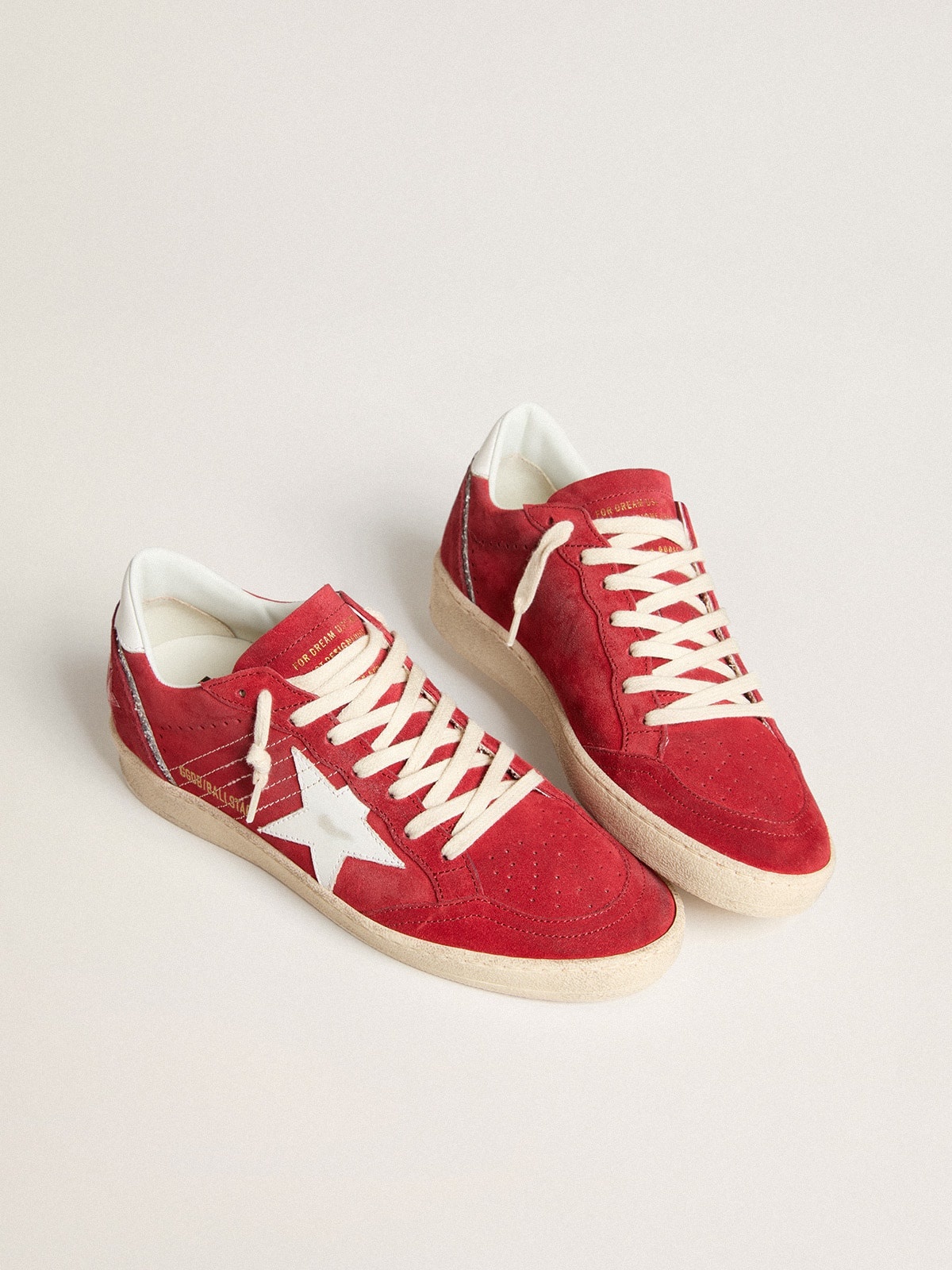 Ball Star in red suede with white leather star and heel tab - 2