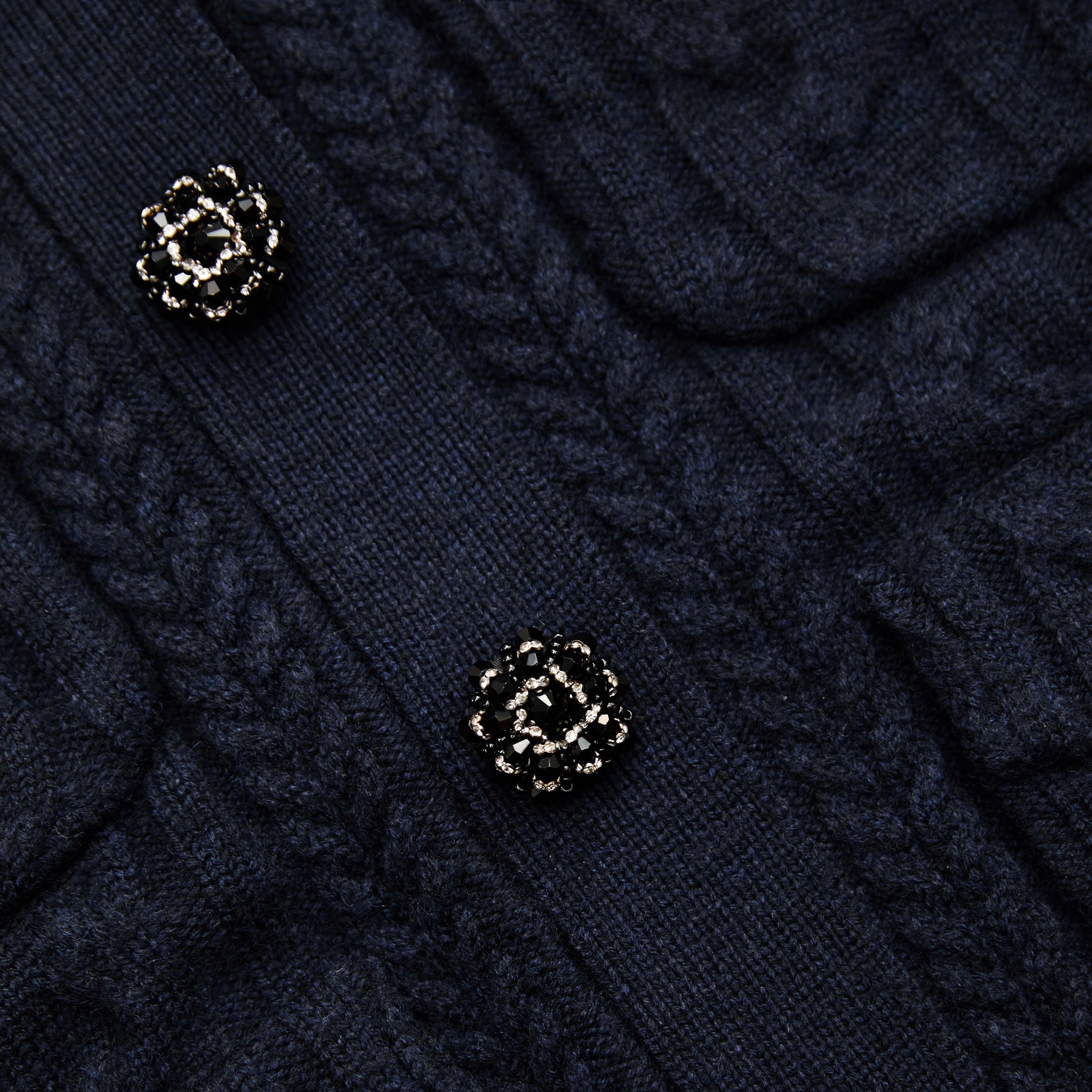 Navy Knit Collar Cardigan - 5