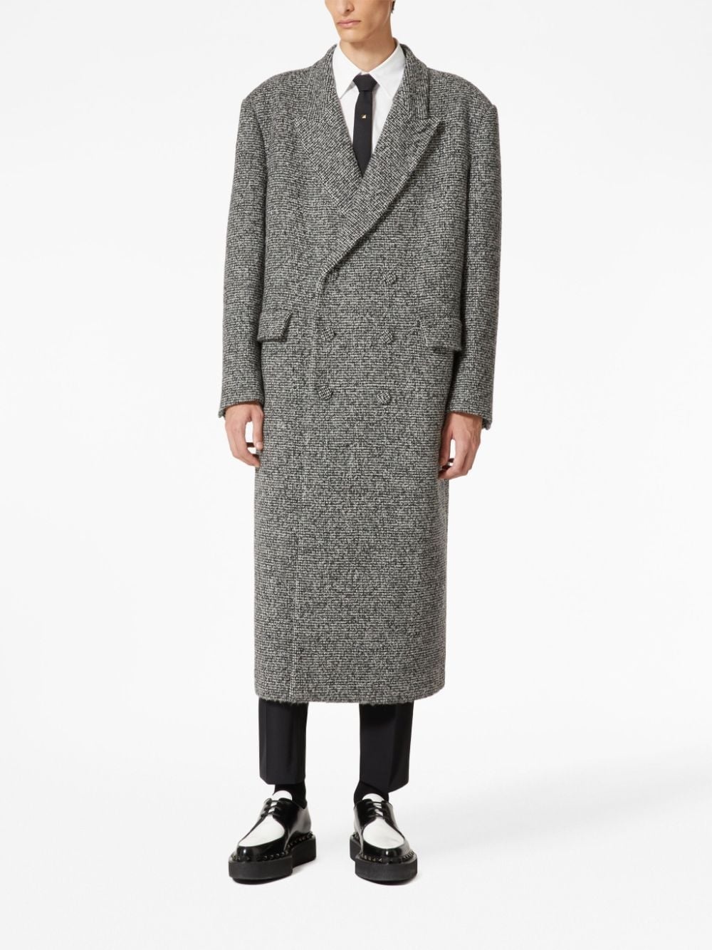 double-breasted wool-cashmere blend tweed coat - 3