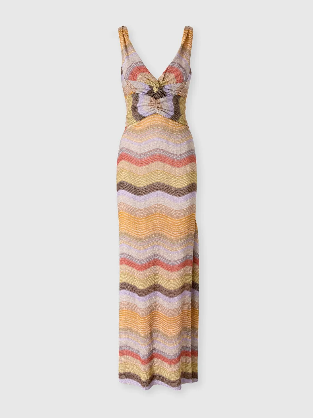 Long draped dress with wave motif - 1