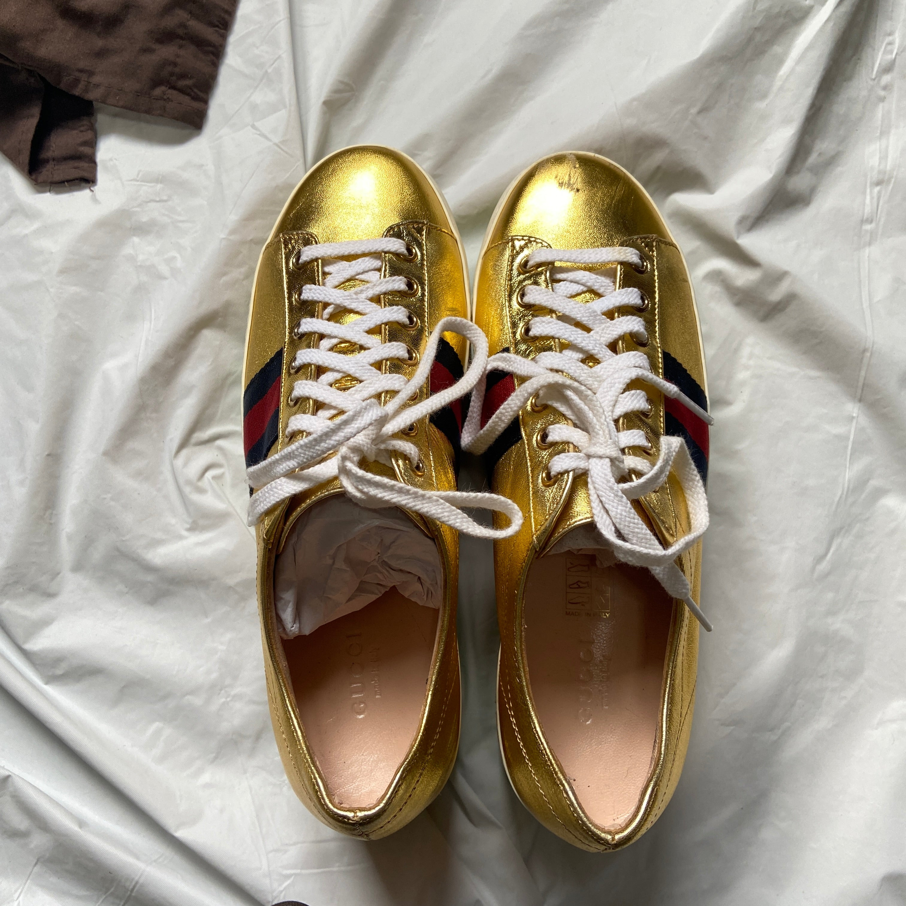 Gucci Peggy rainbow gold platform ace sneaker 38 - 4