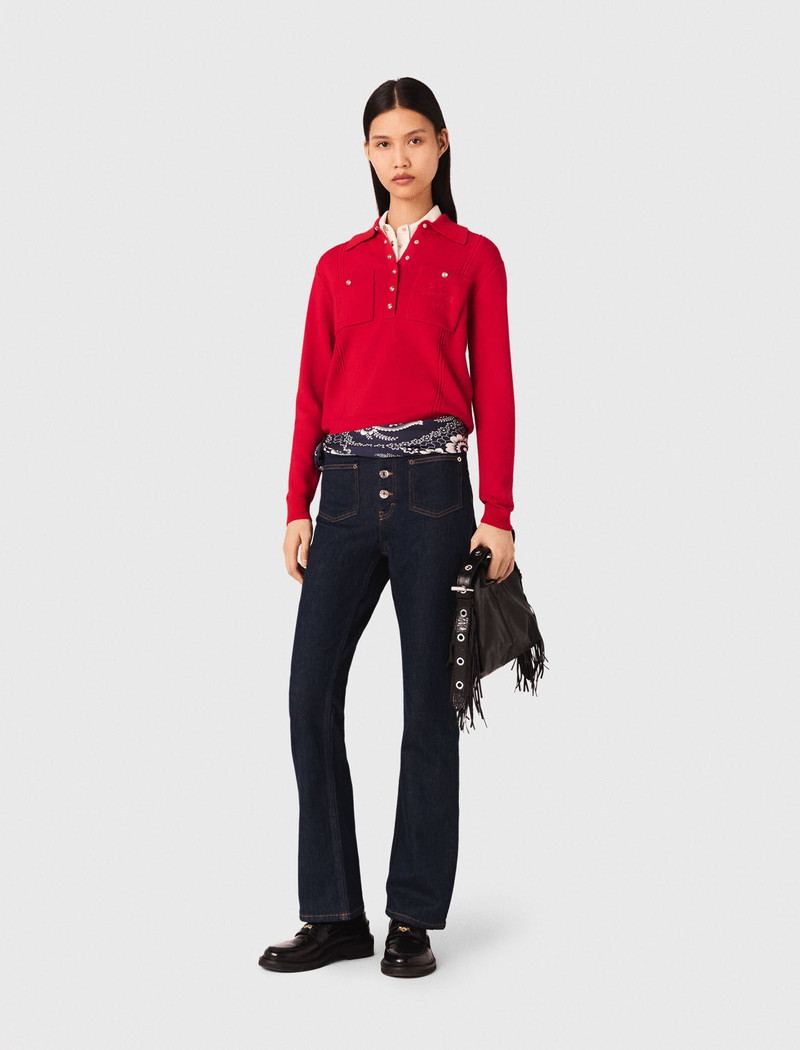 maje Polo collar sweater with embroidery outlook