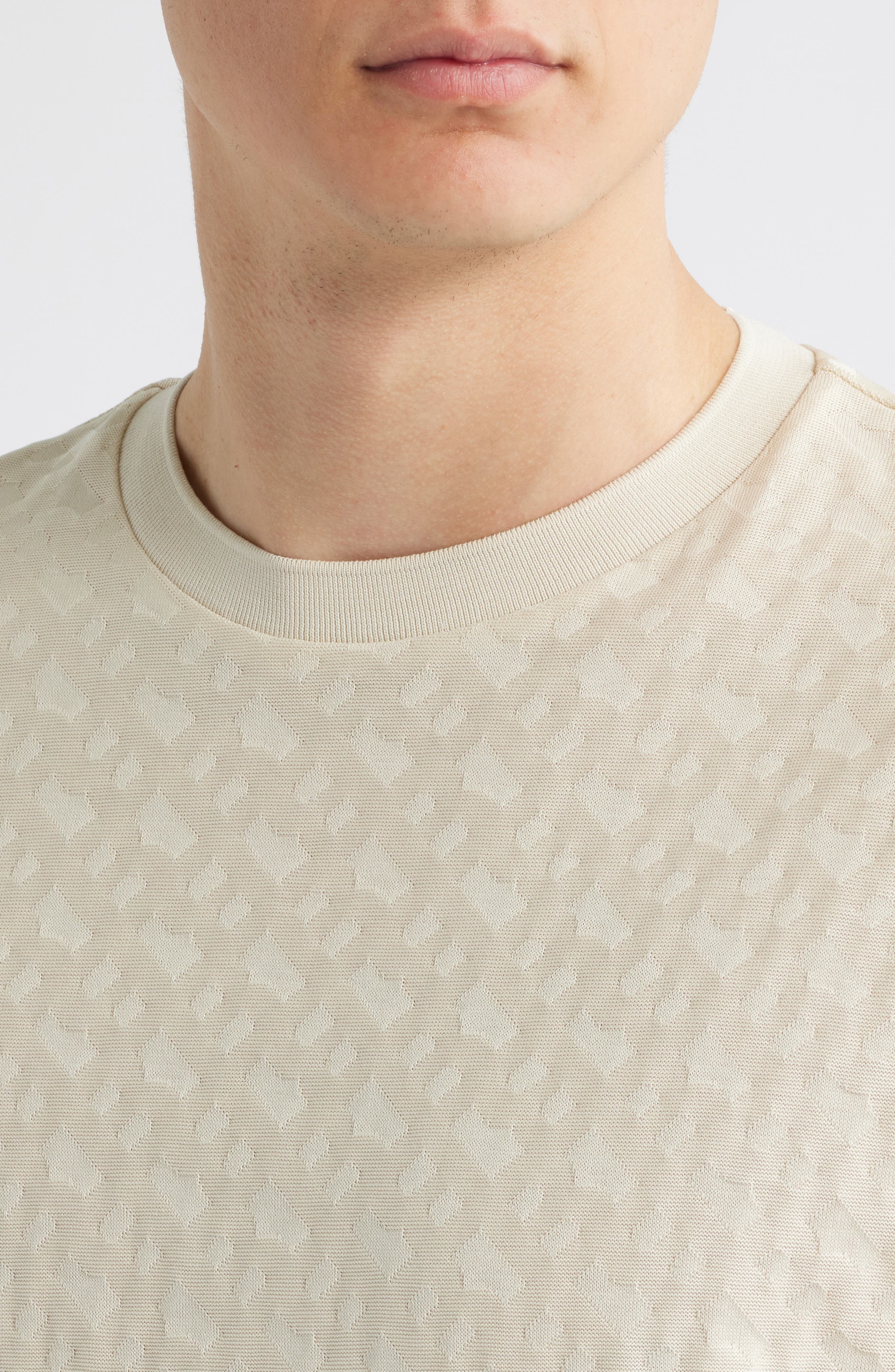 BOSS Thompson Logo Jacquard Cotton T-Shirt in Open White at Nordstrom - 4