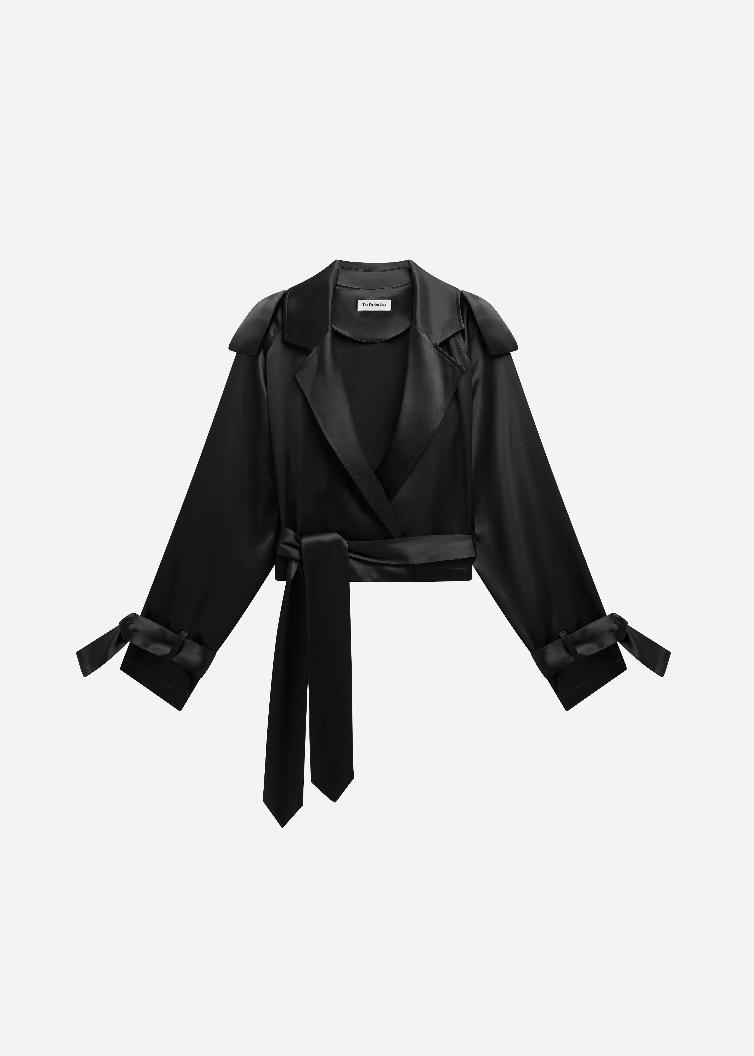 Simona Satin Short Trench - Black - 1