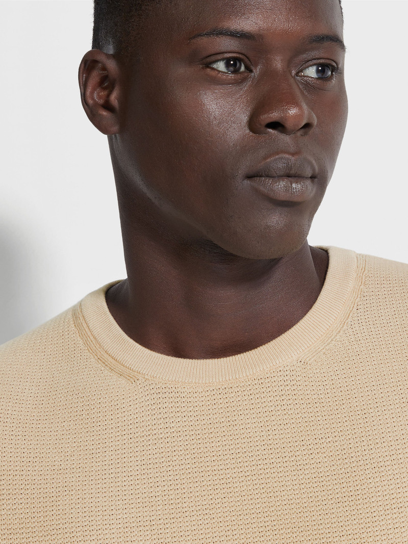 ZEGNA LIGHT BEIGE PREMIUM COTTON CREWNECK outlook