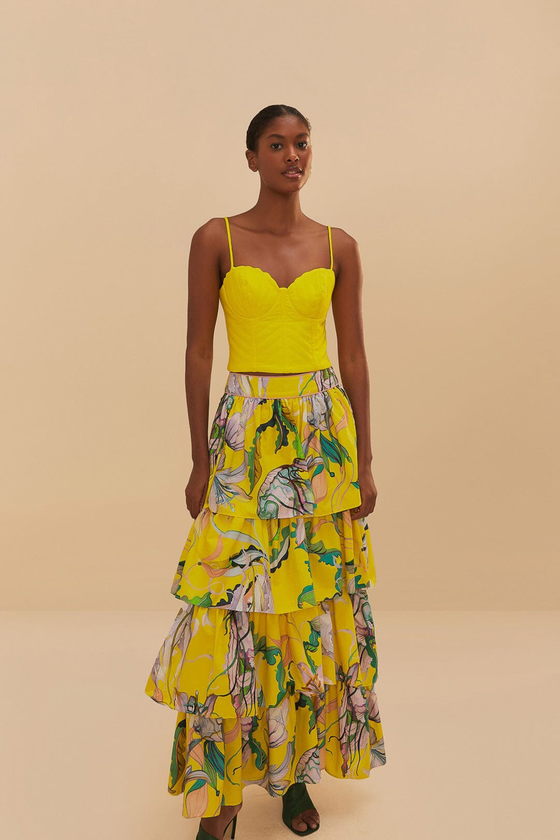 Yellow Jellyfish Bouquet Maxi Skirt 3