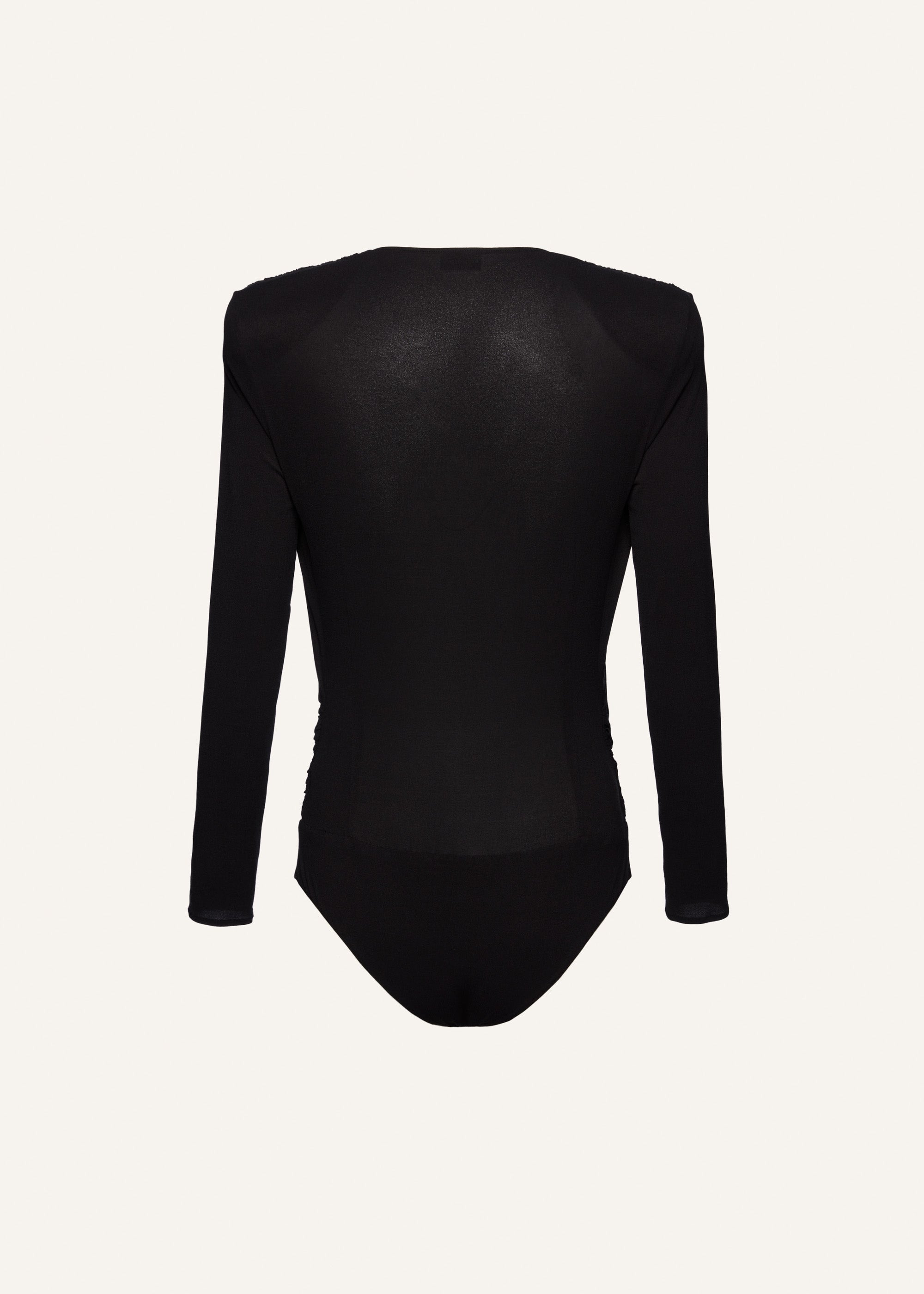 Draped bodysuit in black - 2