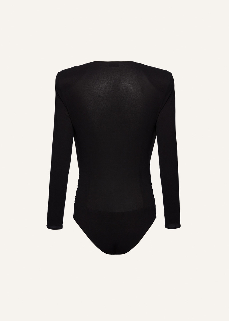 Draped bodysuit in black 2