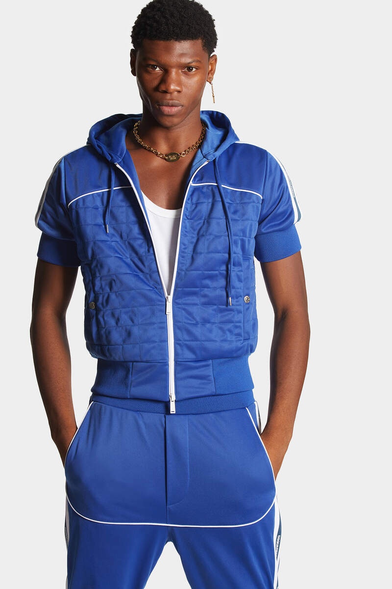 SHORT SLEEVES HOODIE ZIP SWEATSHIRT - 3