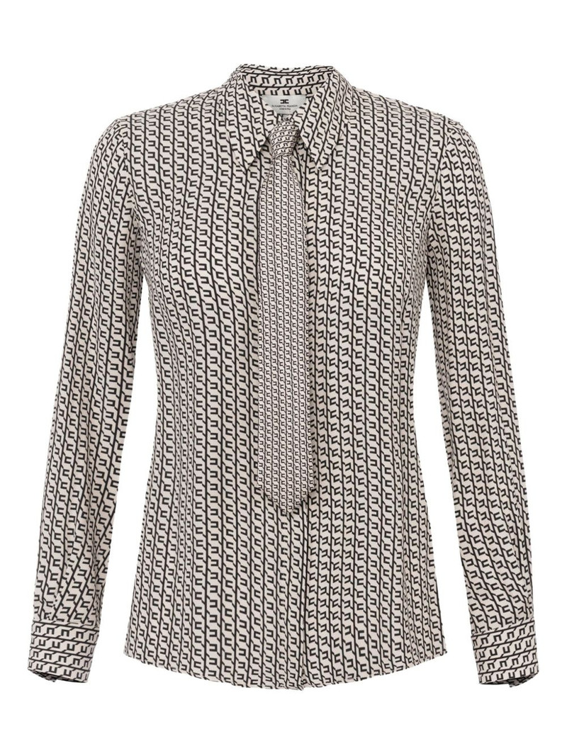 geometric-print tie-neck blouse 1