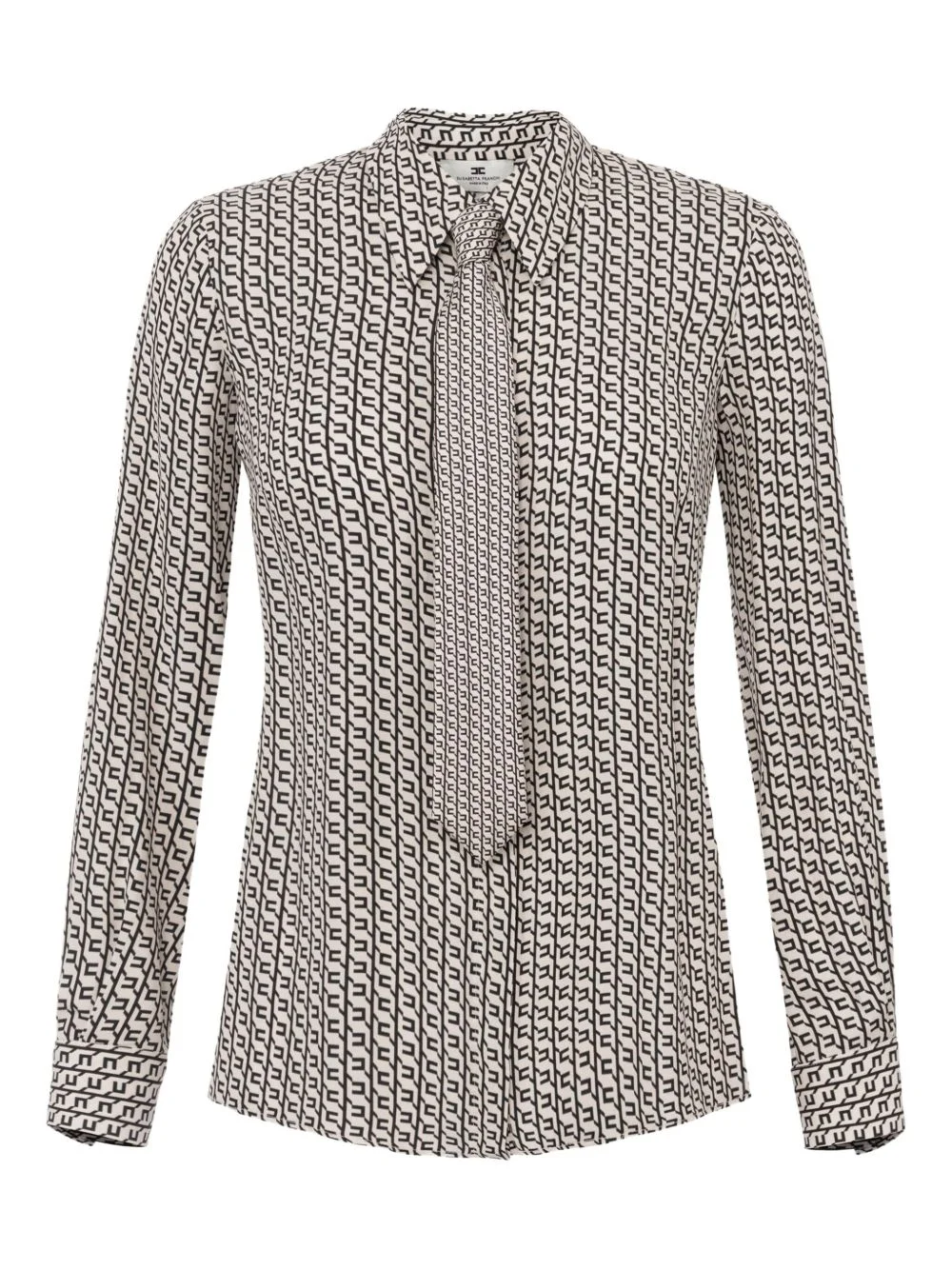 geometric-print tie-neck blouse - 1