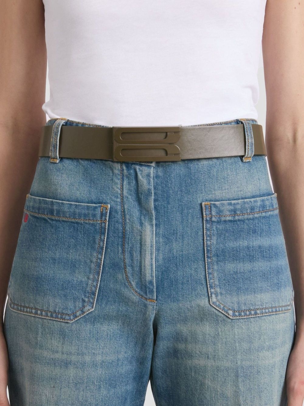 logo-buckle leather belt - 2