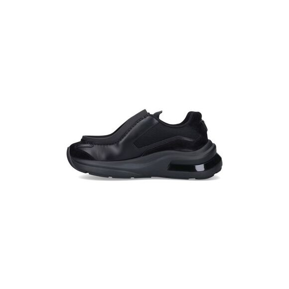Prada Men Systeme Brushed Leather Sneakers With Bike Fabric In Black - 3
