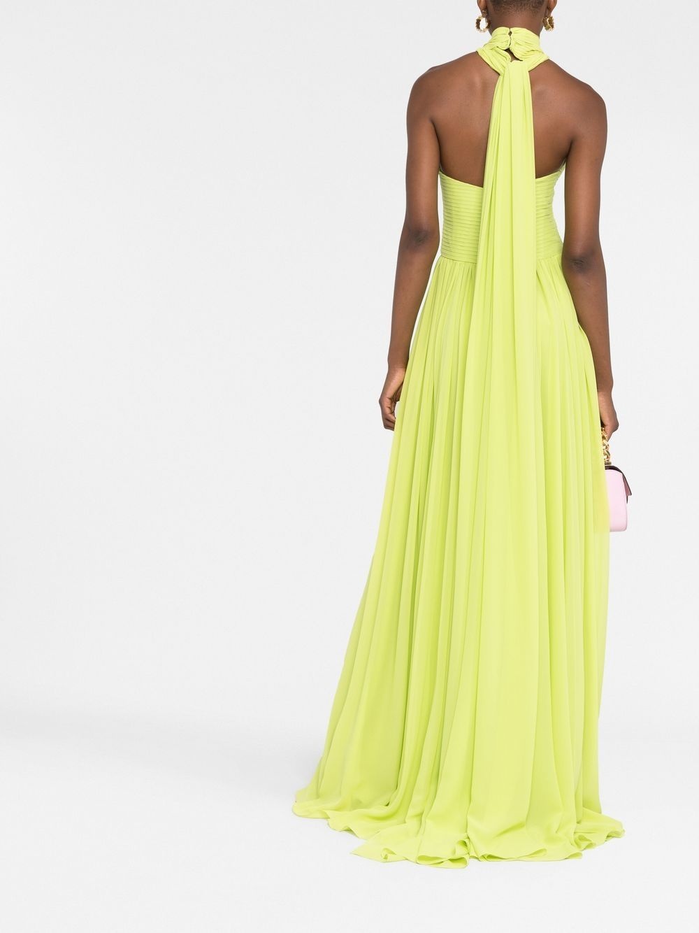 halterneck pleated gown - 4