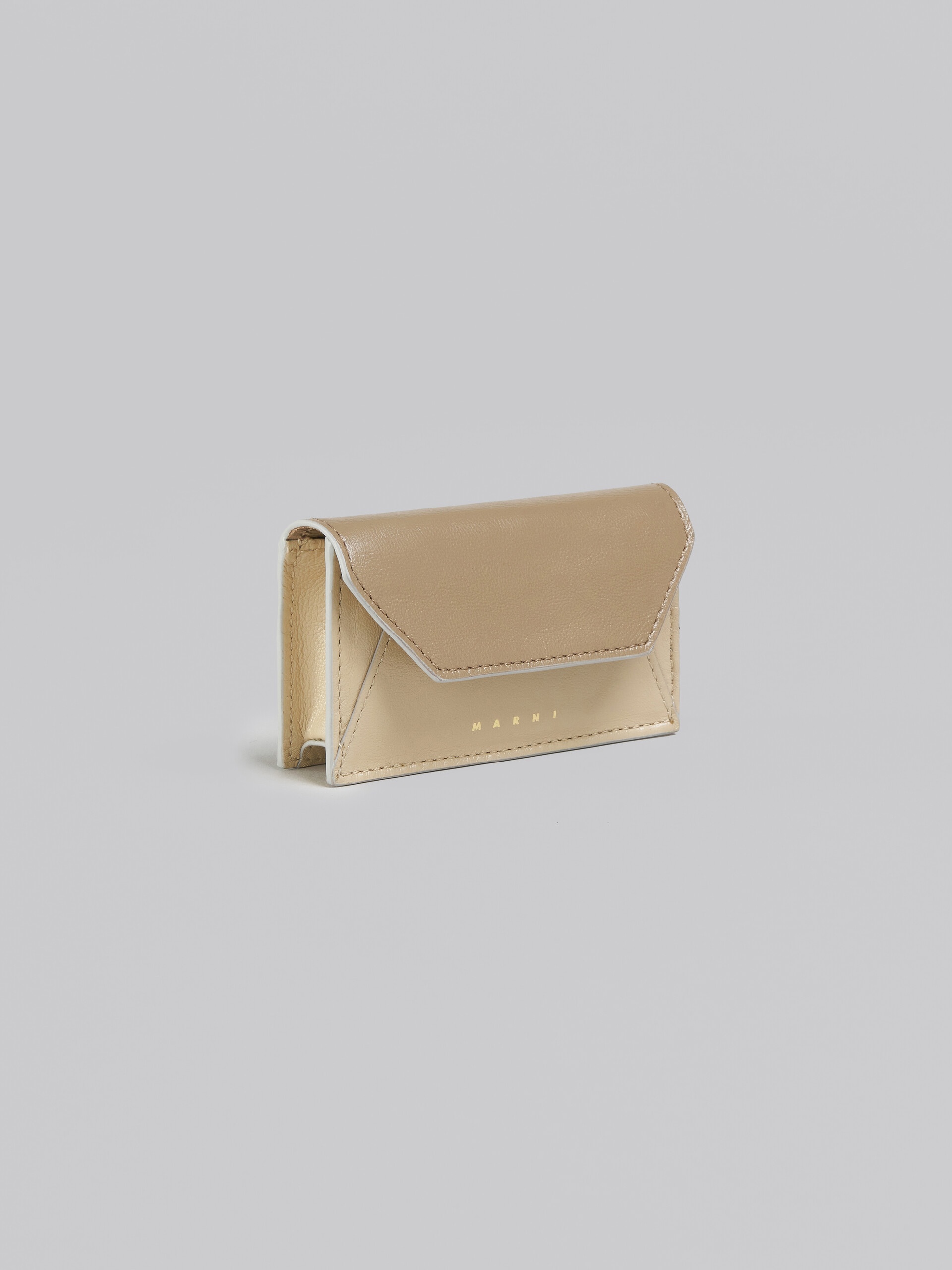 CARD CASE IN GREY-GREEN AND BEIGE LEATHER - 4