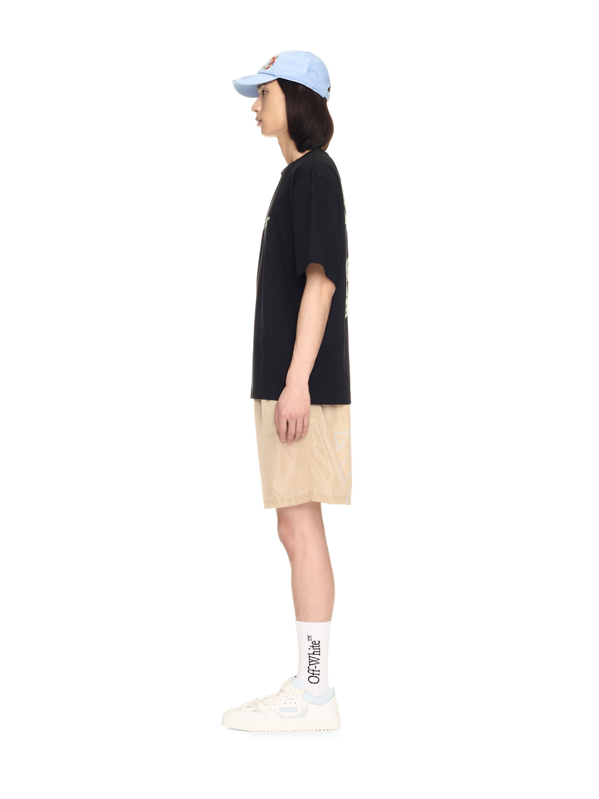 Beige Outline Swim Shorts - 3