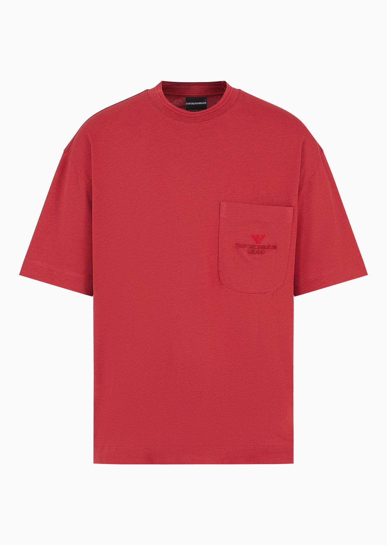 Oversize heavy jersey T-shirt with pocket and embossed logo embroidery - 1