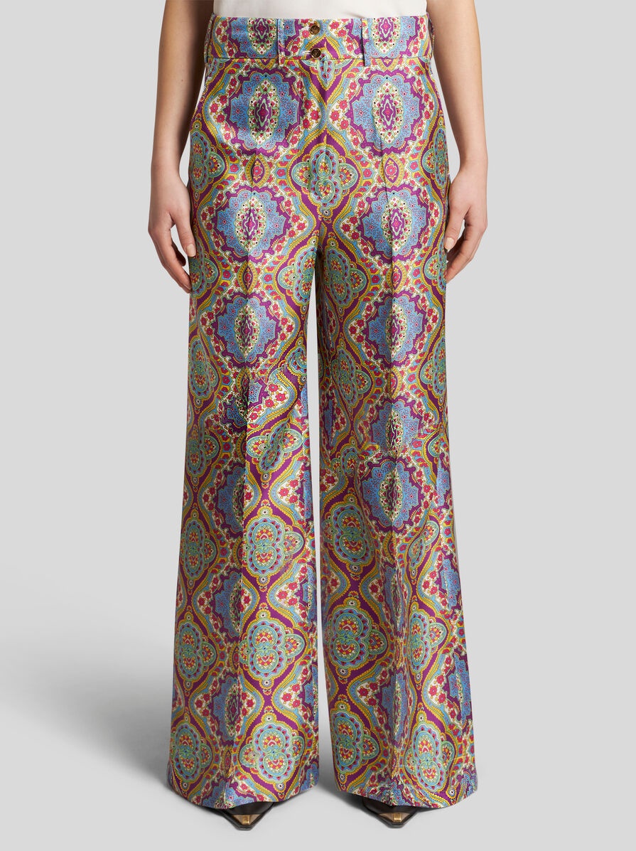 SILK TROUSERS WITH MEDALLION PRINT - 2