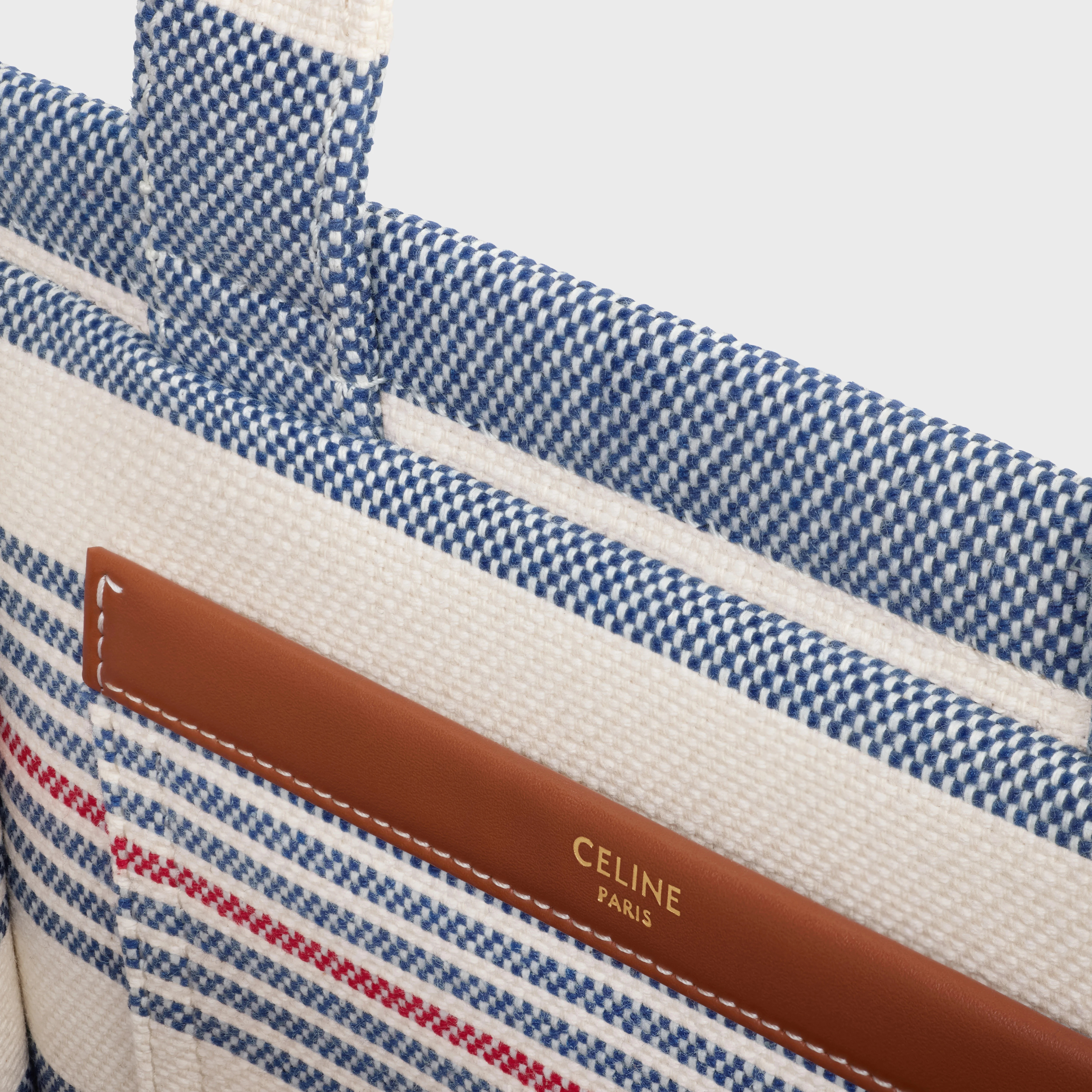 small cabas thais in STRIPED TEXTILE AND CALFSKIN - 4