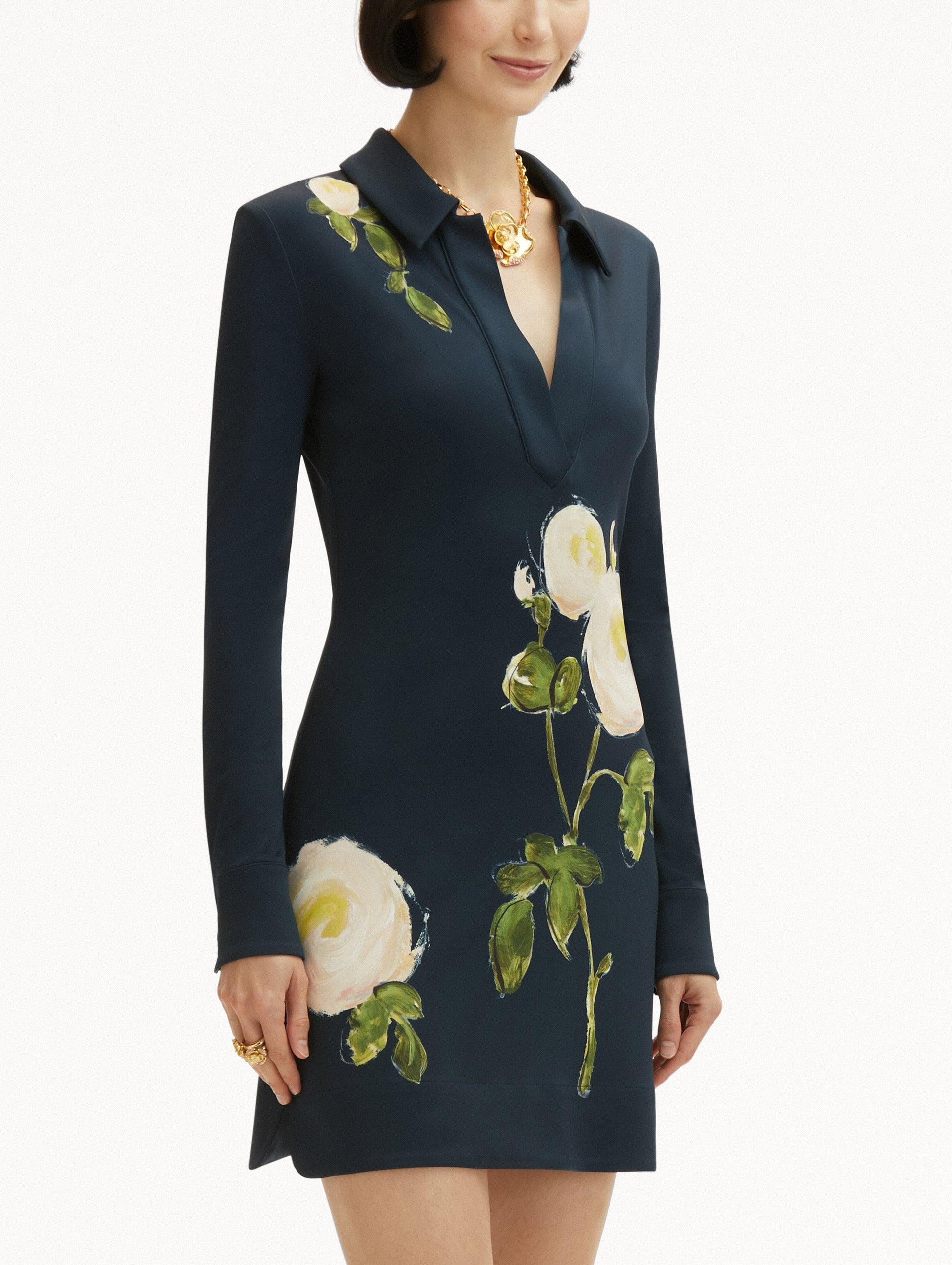 PAINTED ROSES JERSEY MINI DRESS - 5