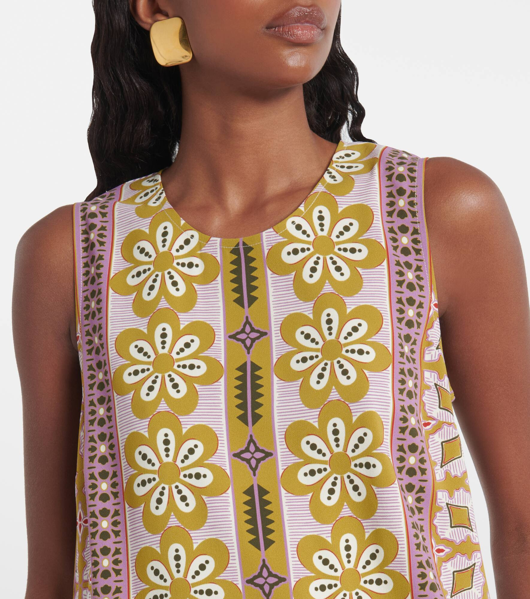 Stretch Tunic printed satin minidress - 4