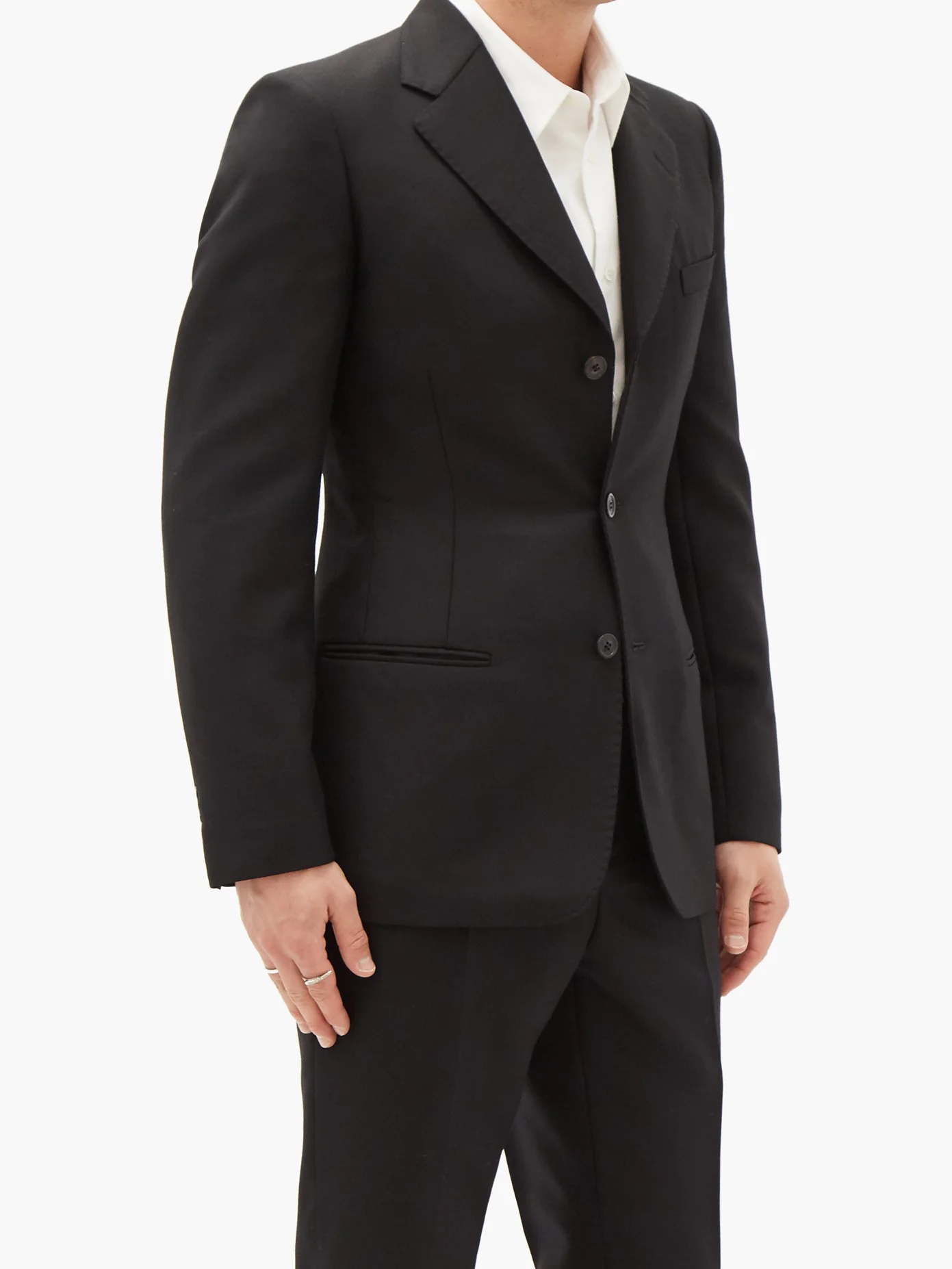 Tack-stitched single-breasted wool-blend suit - 6