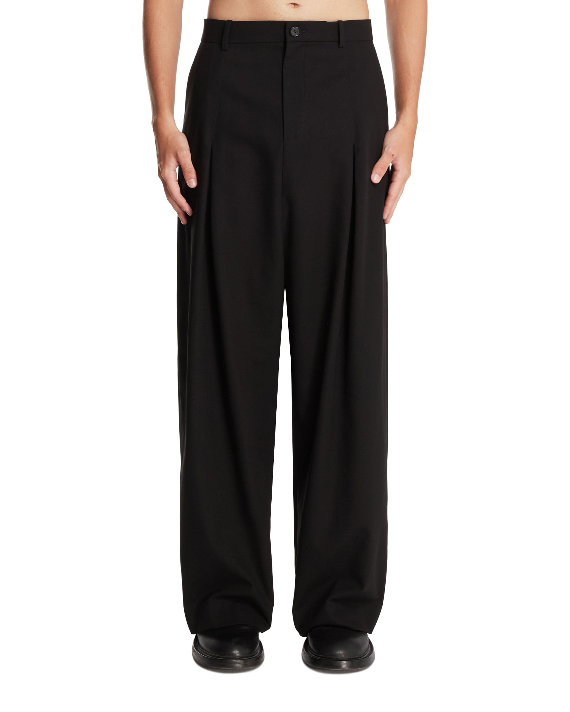 Green Wool Drawstring Trousers - 1