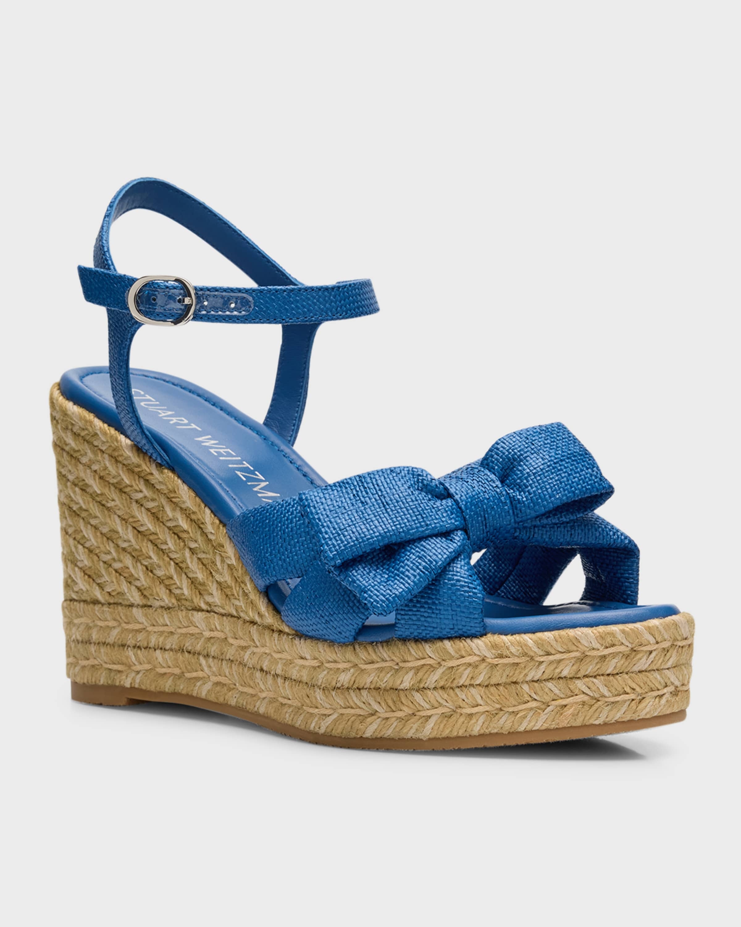 Sofia Linen Bow Wedge Espadrille Sandals - 5