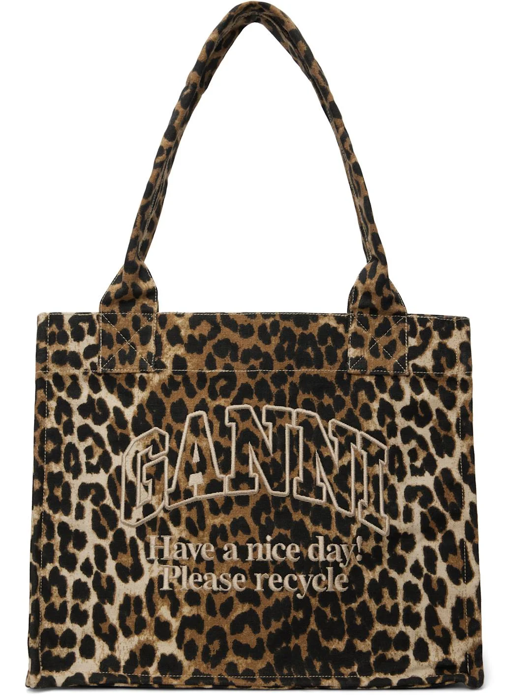 Brown Leopard Large Canvas Tote - 1