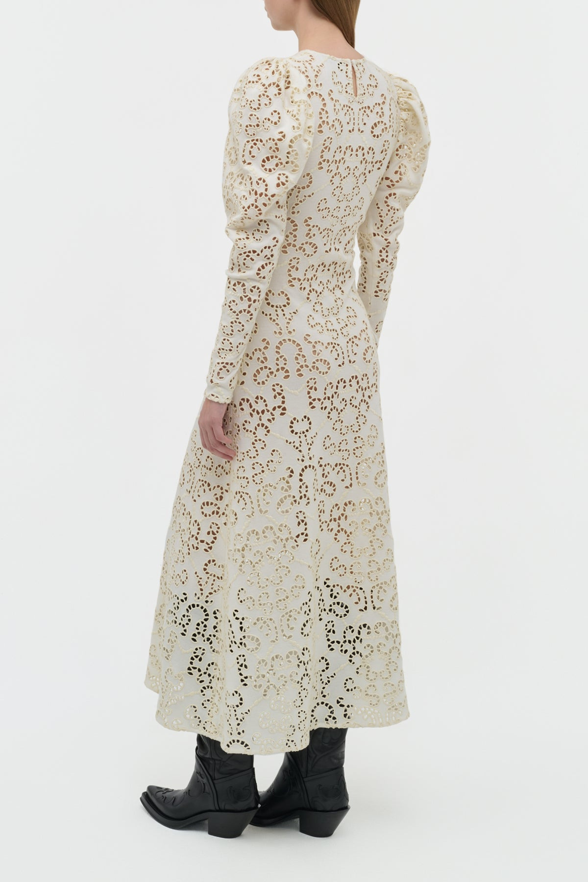 Eshal Knit Maxi Dress in Ivory Merino Wool - 4