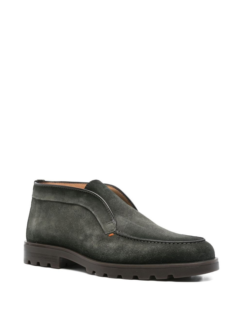 Santoni suede leather slip-on boots outlook