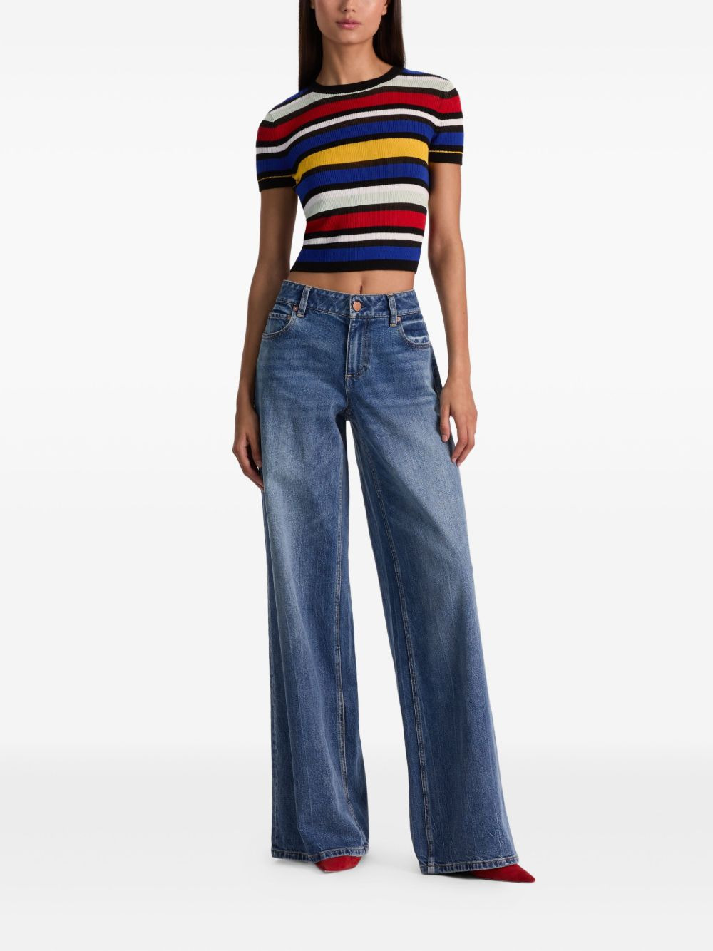 striped short-sleeve sweater - 2