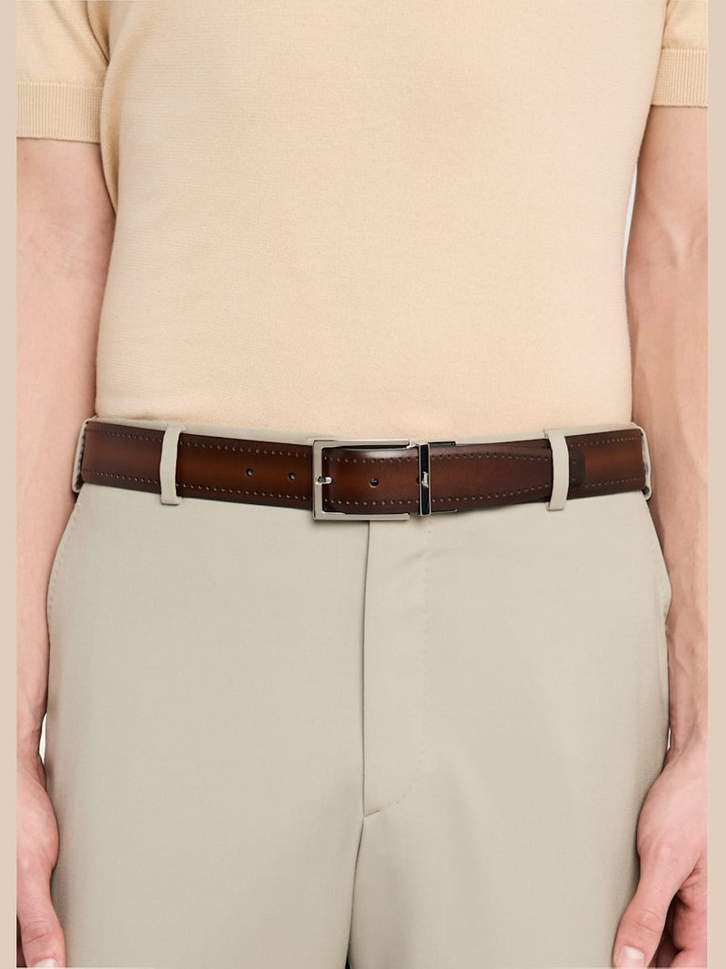 Brioni Men's Reversible Burnished Leather Belt outlook