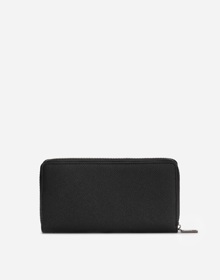 Calfskin zip-around wallet with branded plate - 3