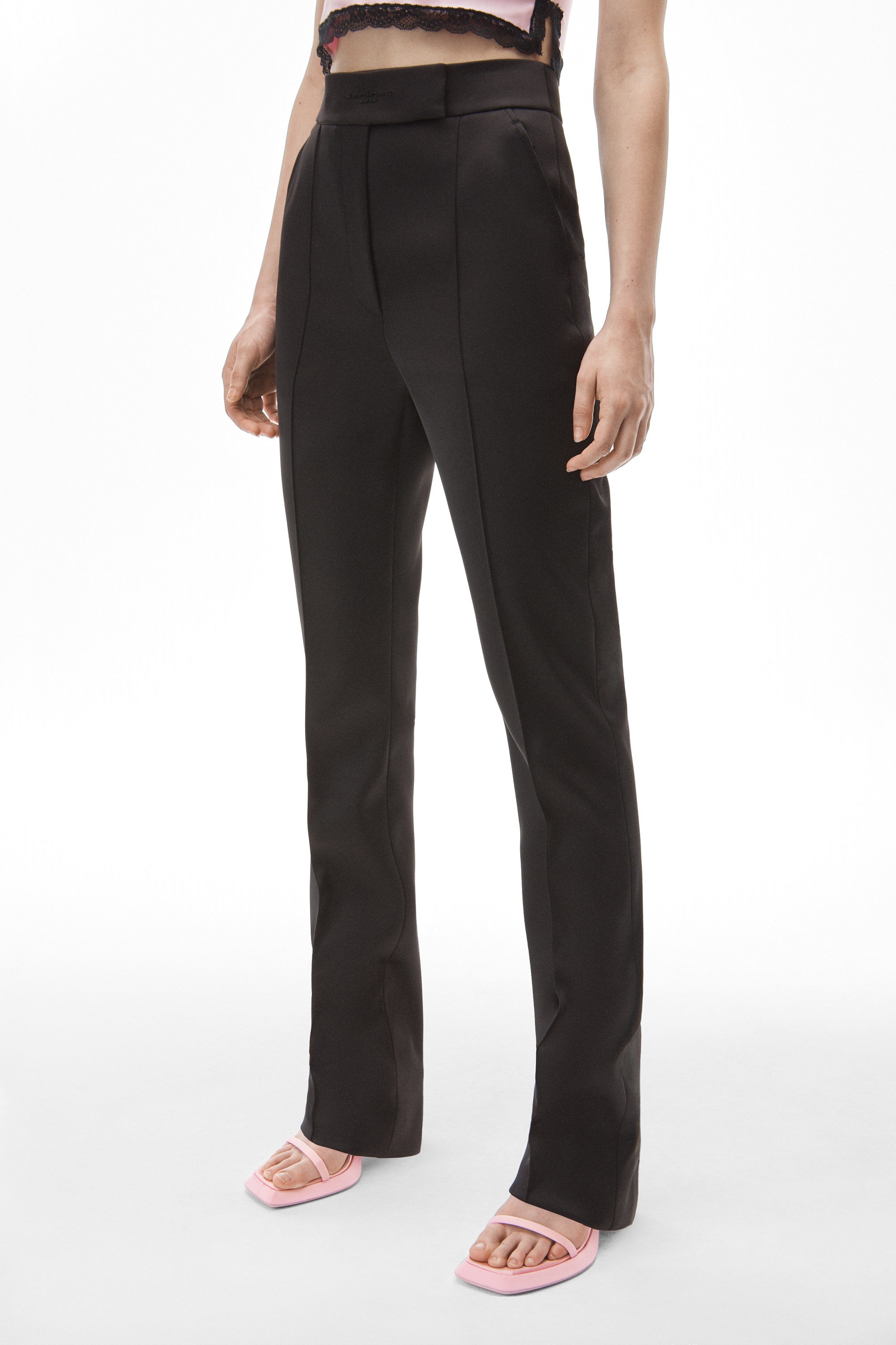 STACKED LOGO RIVET PANT IN HEAVY SATIN - 3