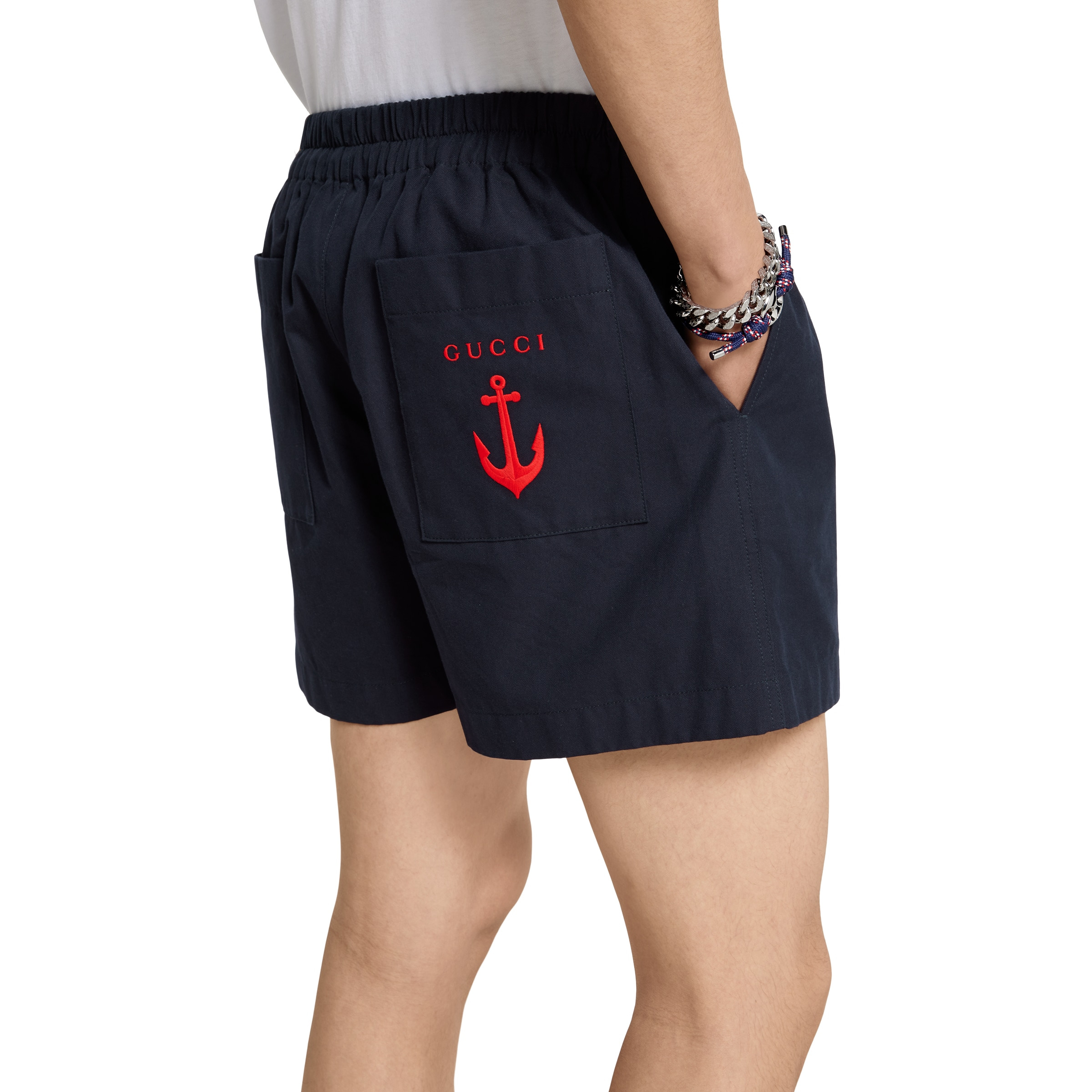 Oxford cotton shorts with embroidery - 5