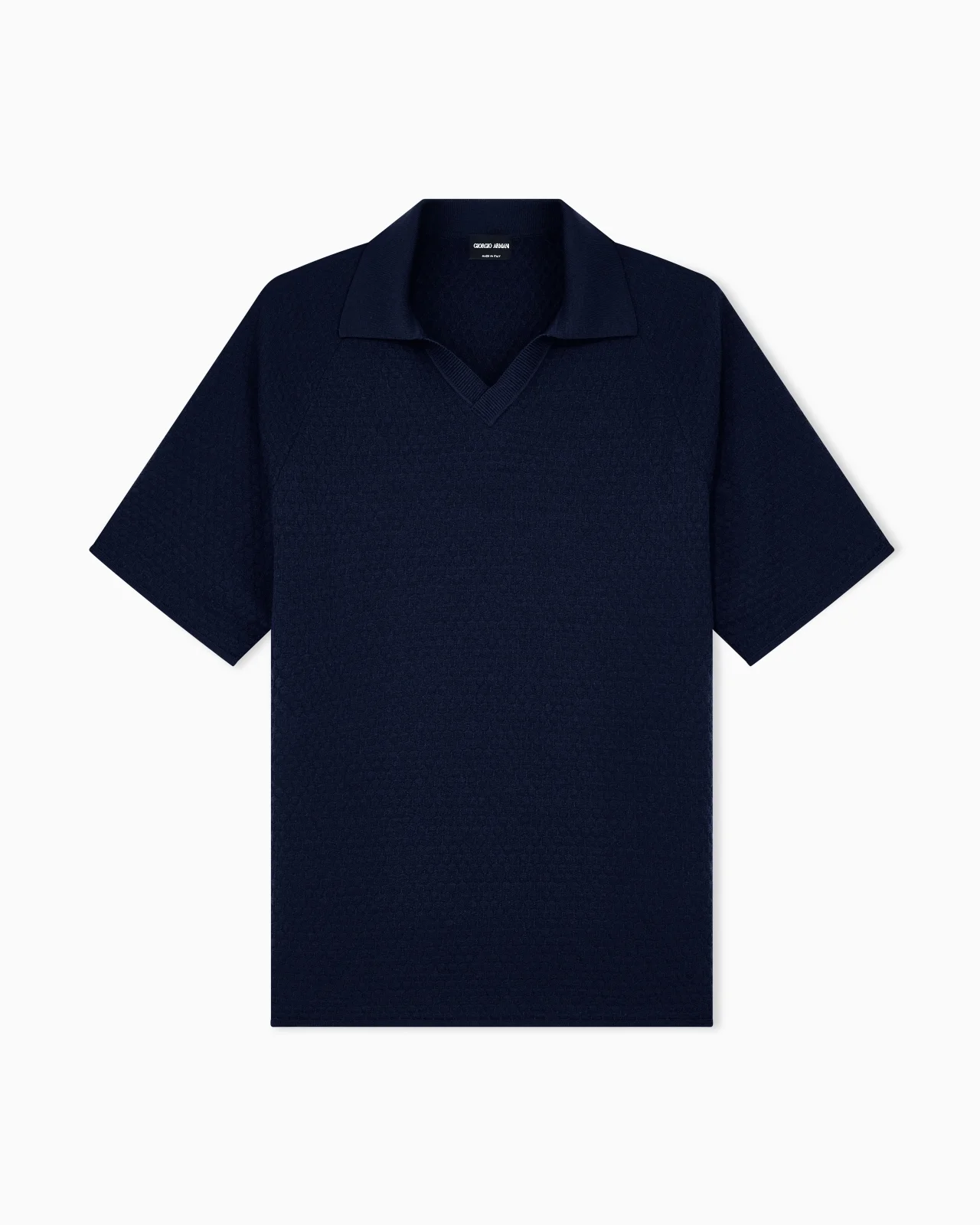 KNIT POLO REGULAR FIT VIRGIN WOOL WITH MICRO RHOMBUS RELIEF - 1