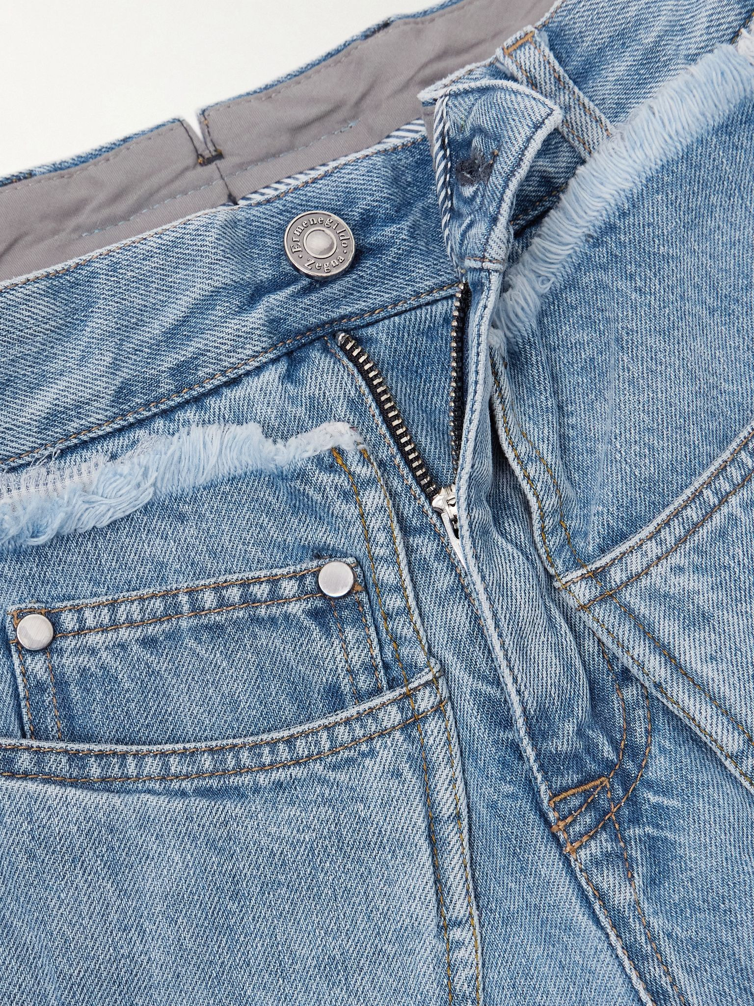 Wrap-effect frayed mid-rise straight-leg jeans Mid denim - 5