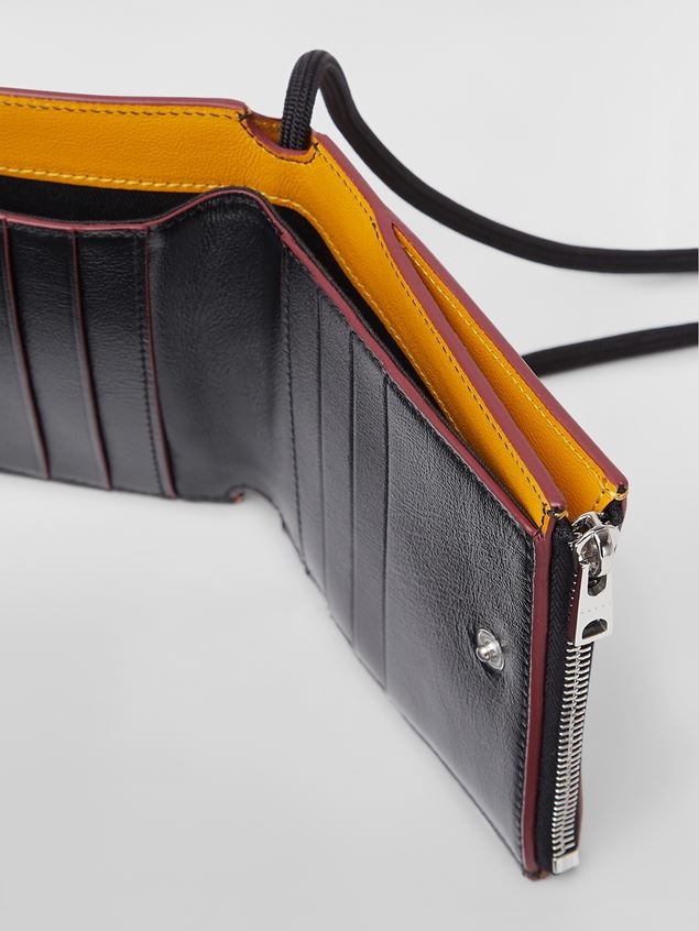 BI-COLOURED YELLOW AND BLACK BI-FOLD MUSEO CALFSKIN WALLET 4