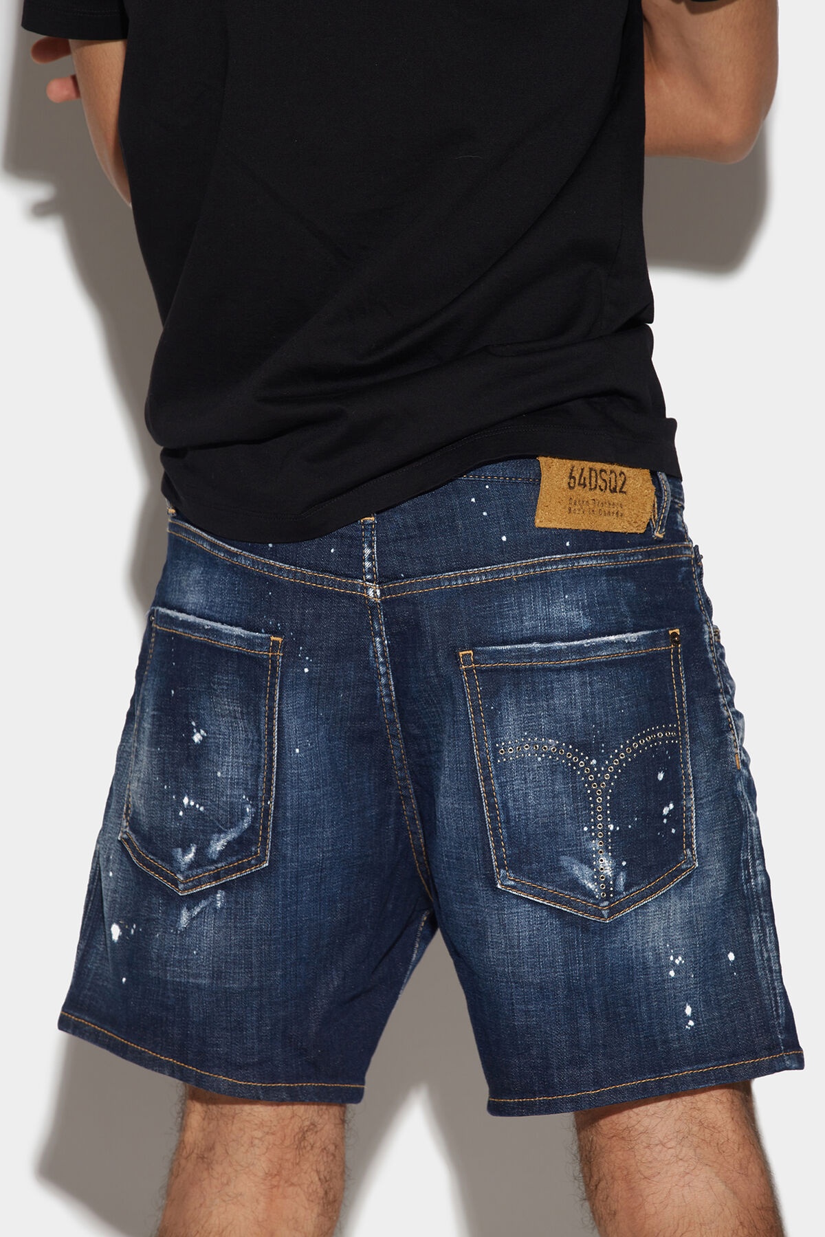 DARK RIPPED WASH COMMANDO DENIM SHORTS - 4
