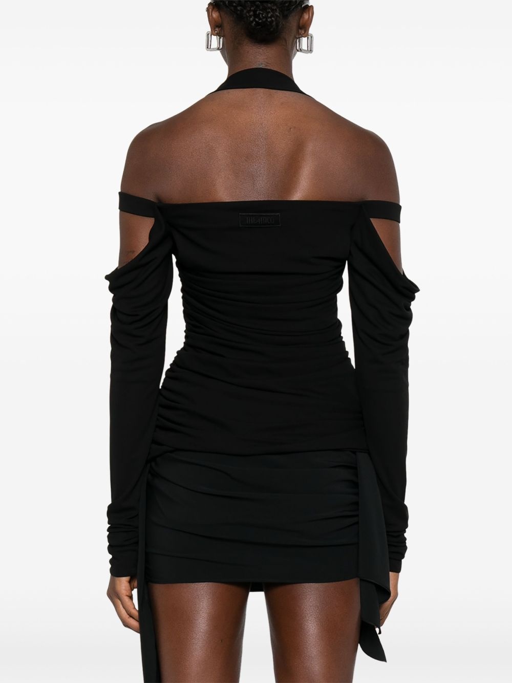 halterneck long-sleeves mini dress - 4