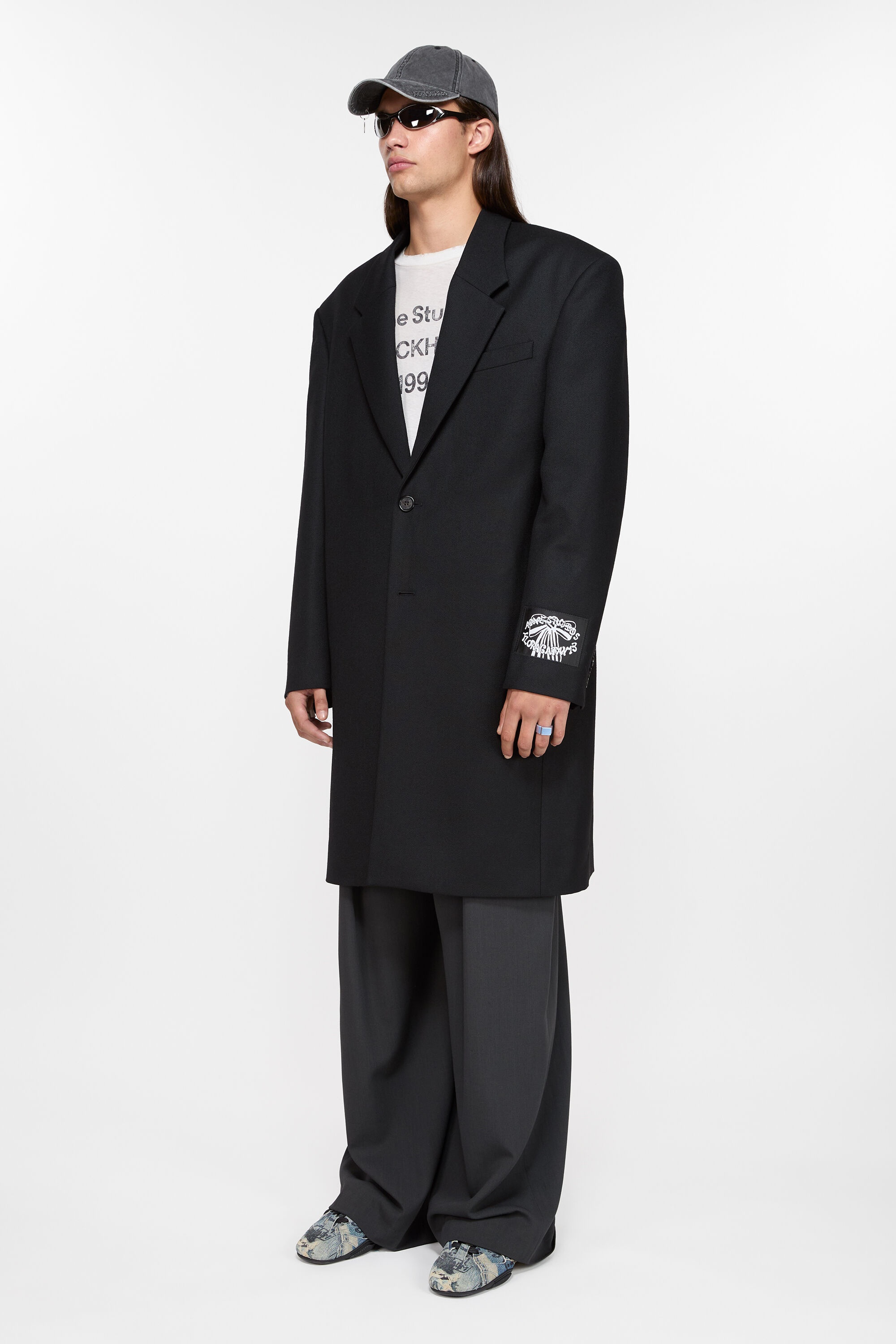 Single-breasted wool coat - Black - 3