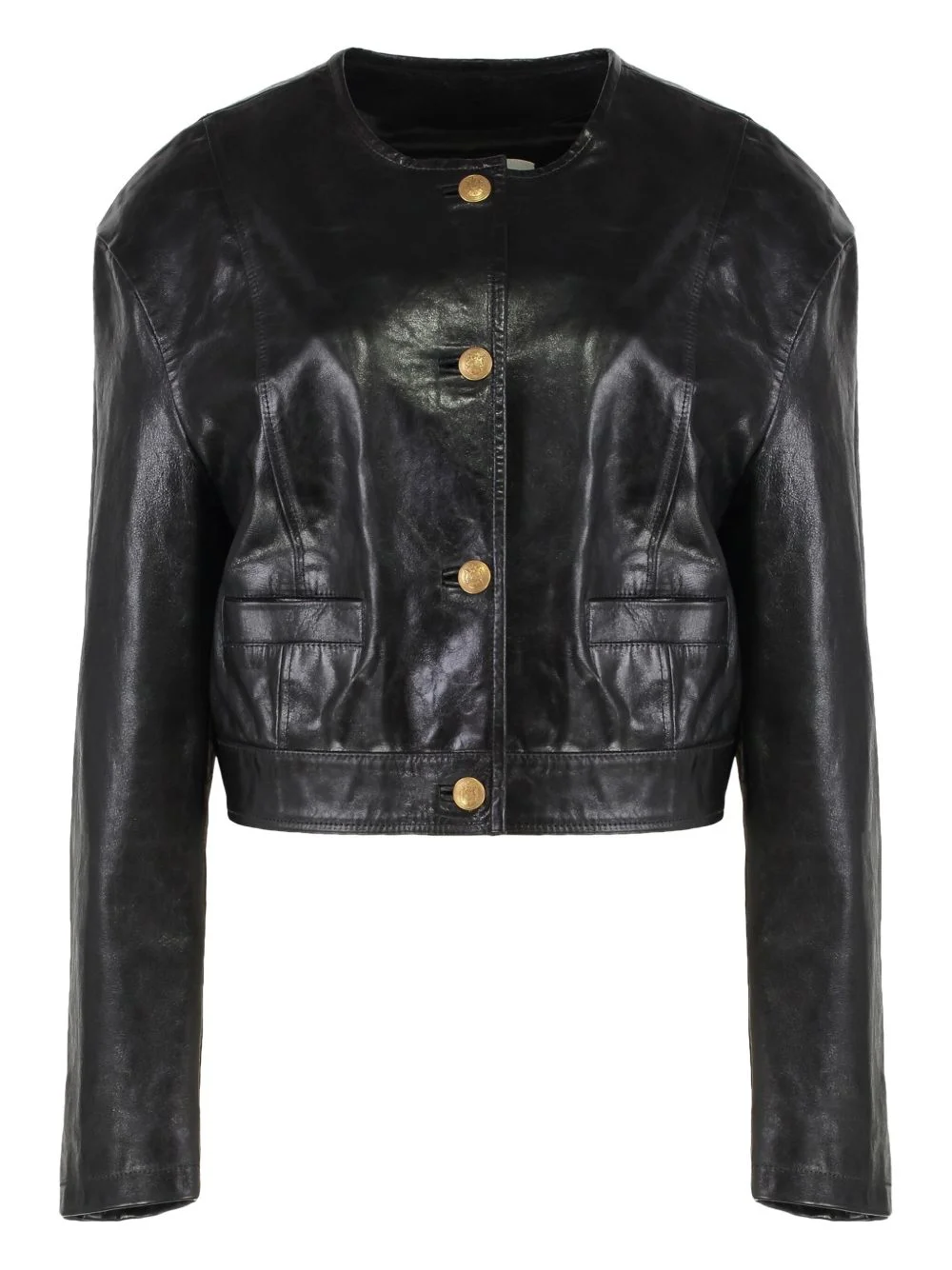 buttonned leather jacket - 1