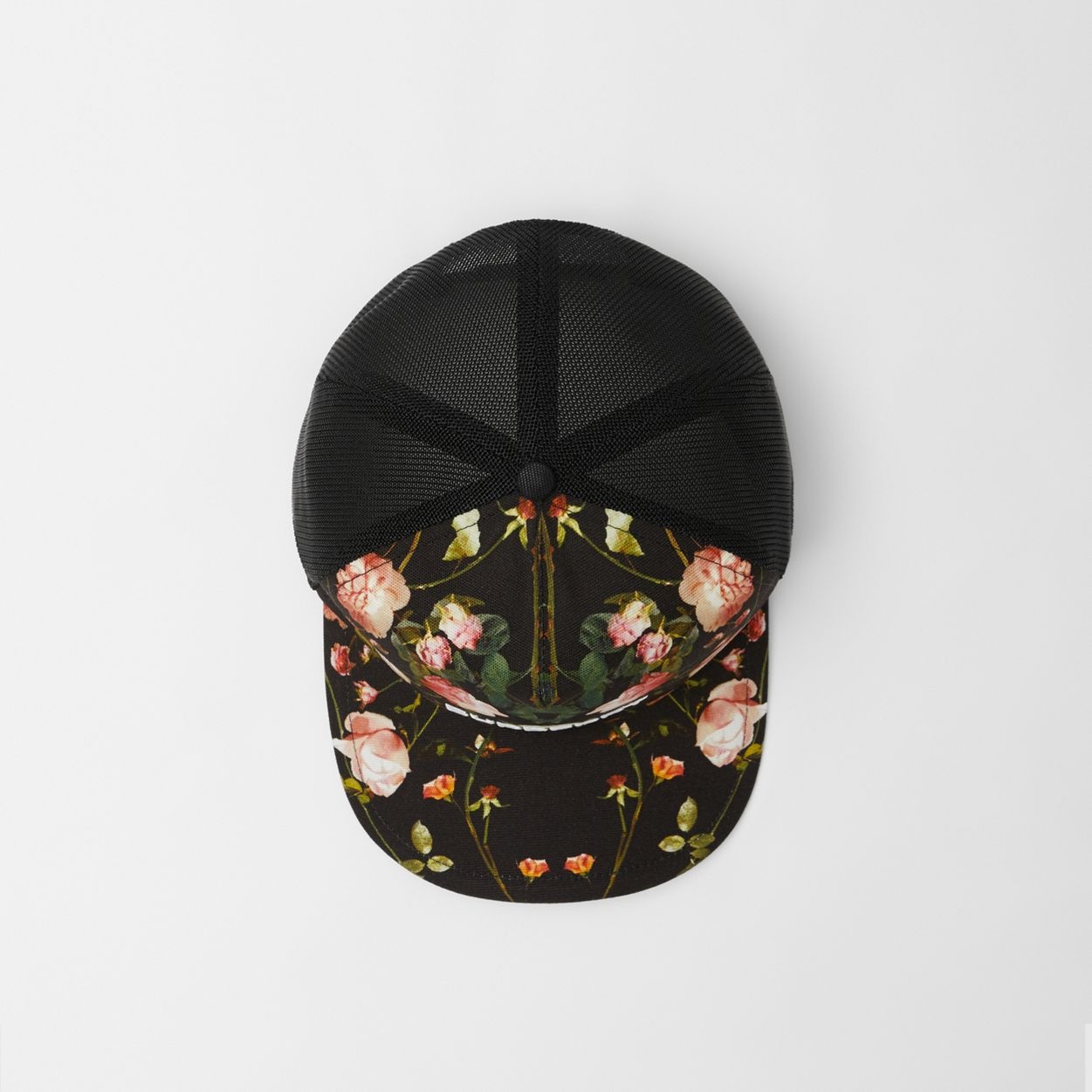 Rose Print Cotton and Mesh Baseball Cap - 5