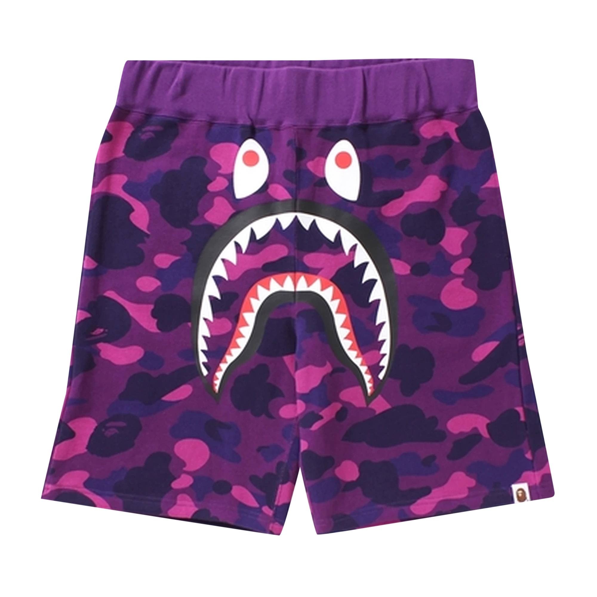 BAPE Color Camo Shark Sweat Shorts 'Purple' - 1