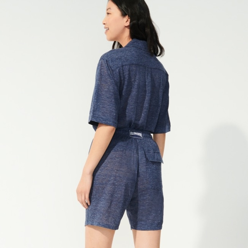 Unisex Linen Bermuda Shorts Solid 11