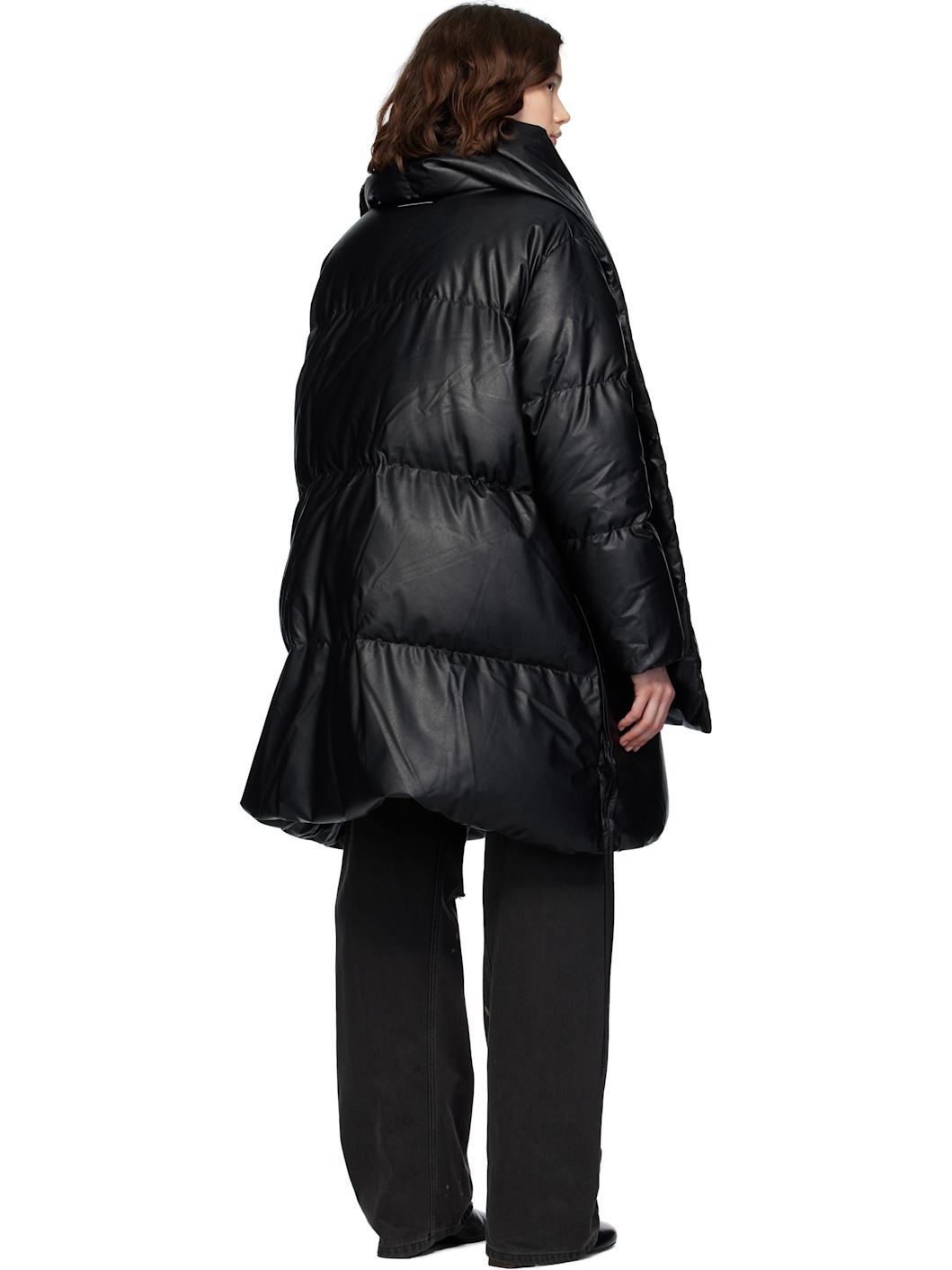 Black Light Faux-Leather Down Jacket - 3