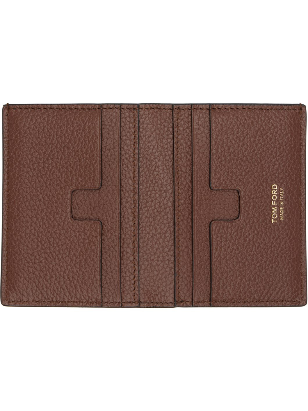 Tan Grain Leather Folding Card Holder - 3