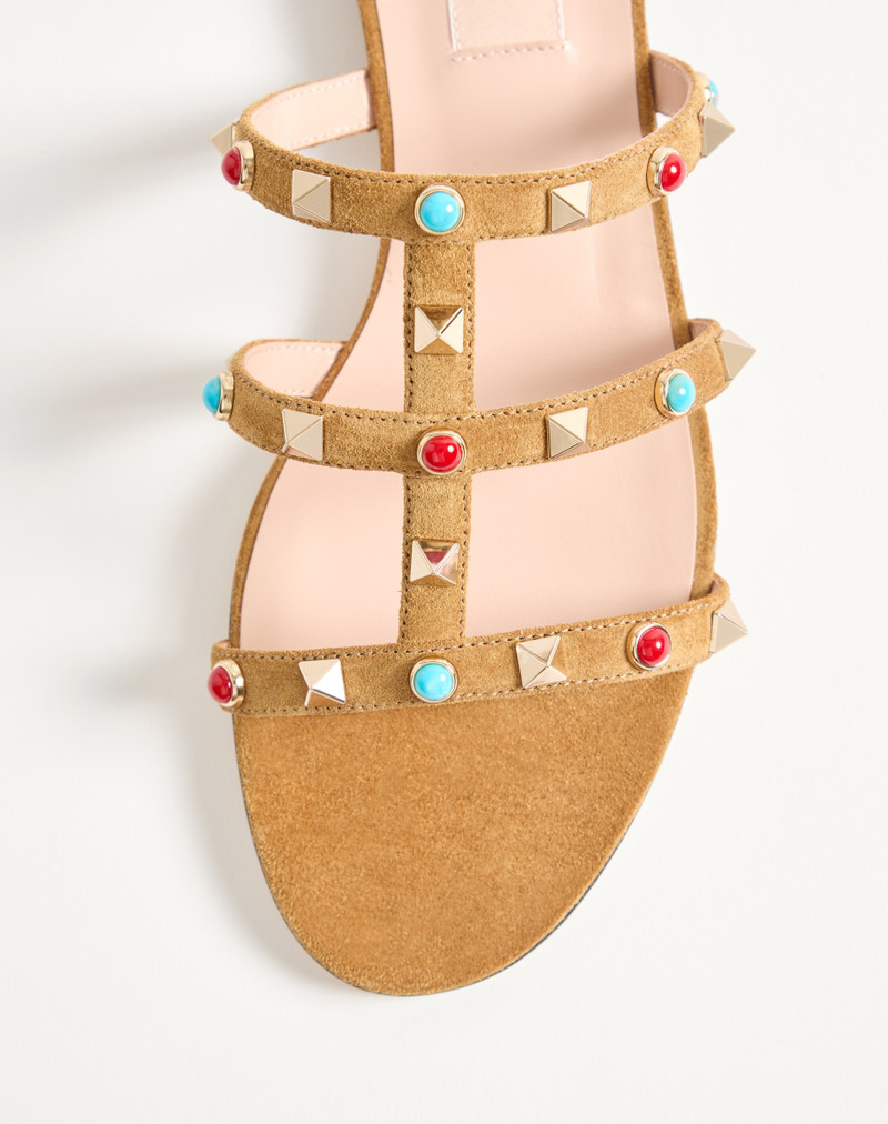 Valentino ROCKSTUD SLIDE SANDAL IN SPLIT LEATHER WITH CABOCHON STONES outlook