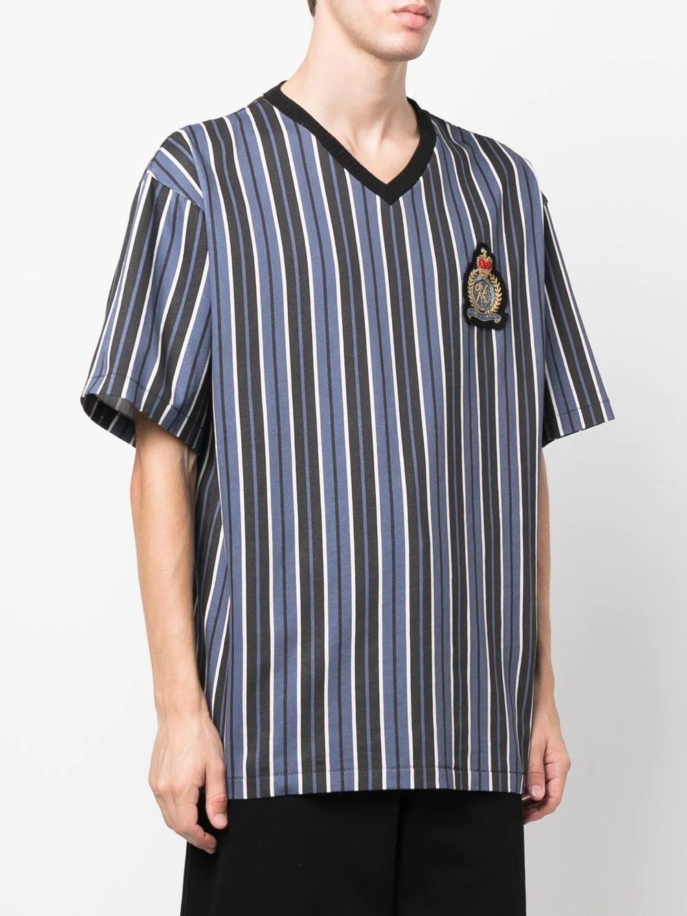 logo-patch striped T-shirt - 3